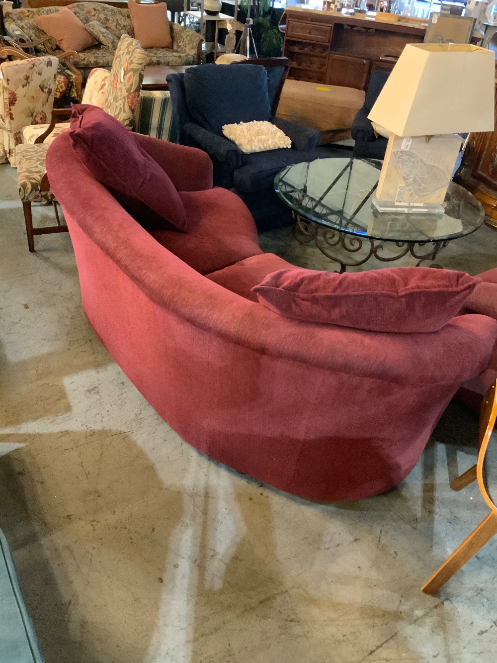 Carter Red Curved Sofa