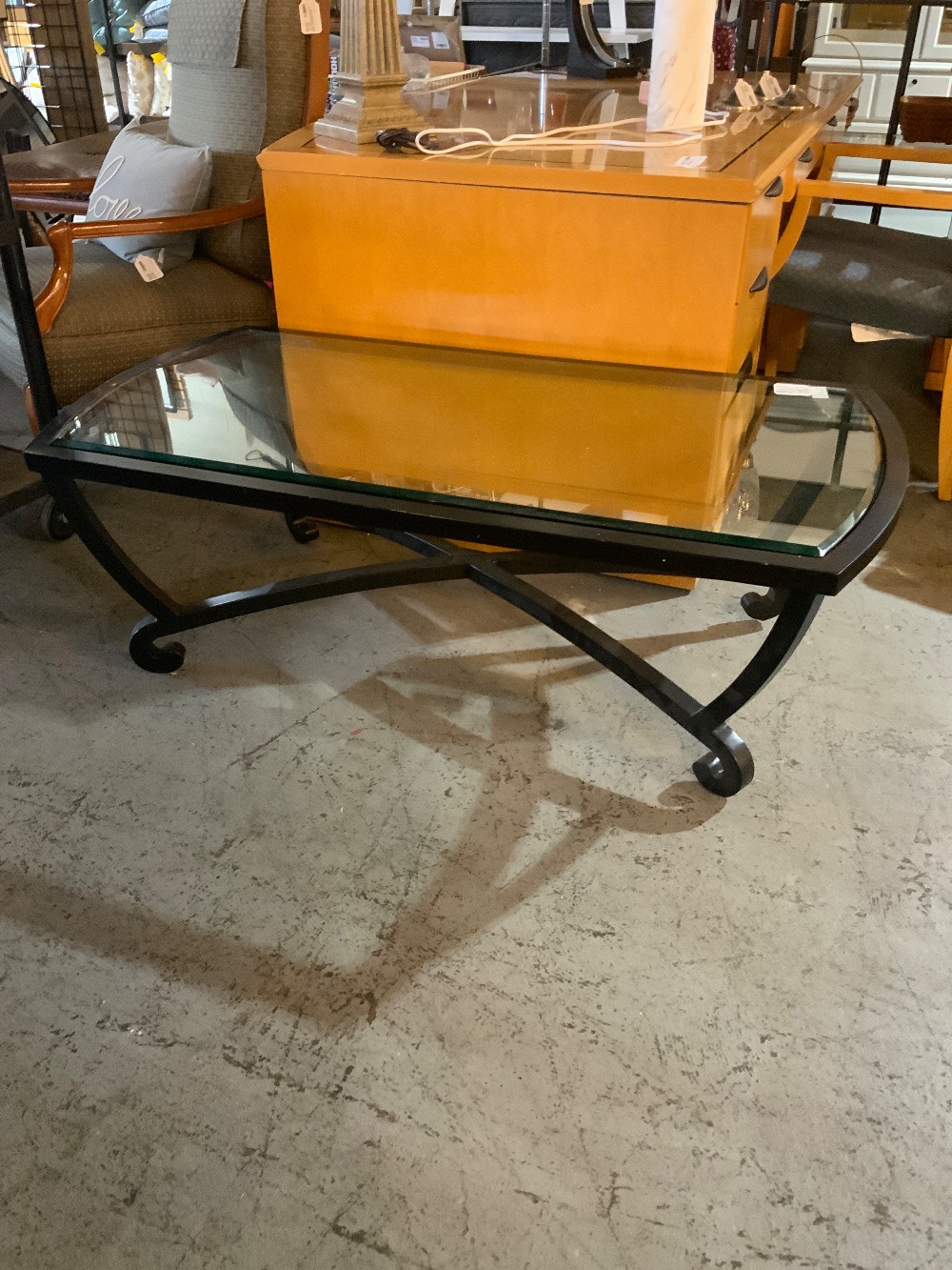 Black Coffee Table w/ Glass Top