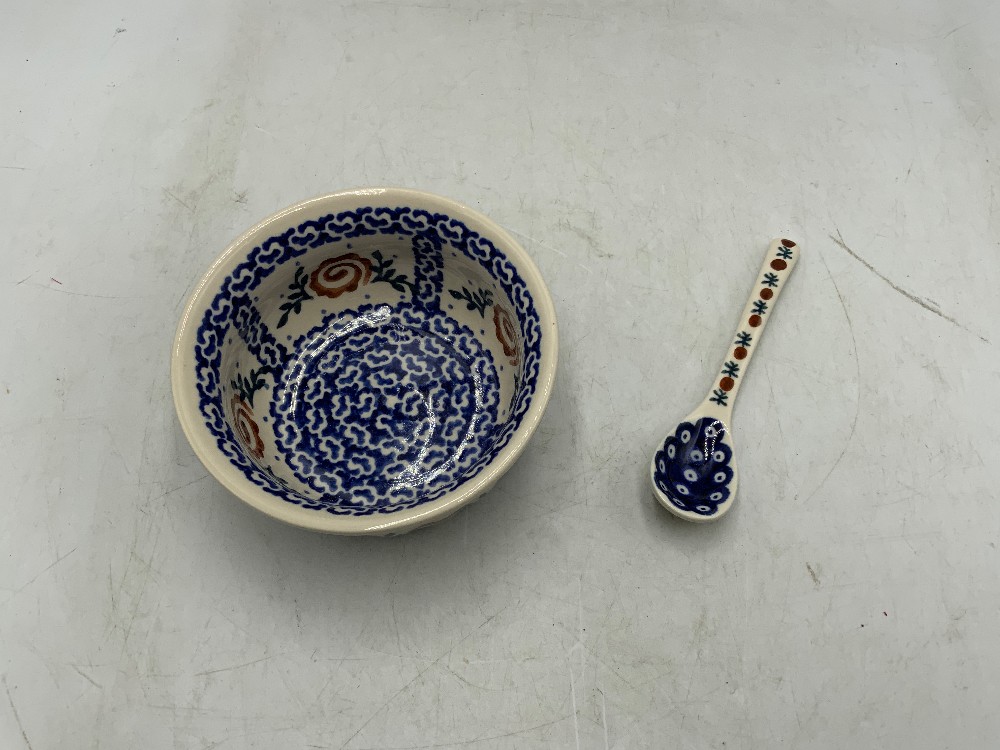 Polish Pottery Bowl with Spoon