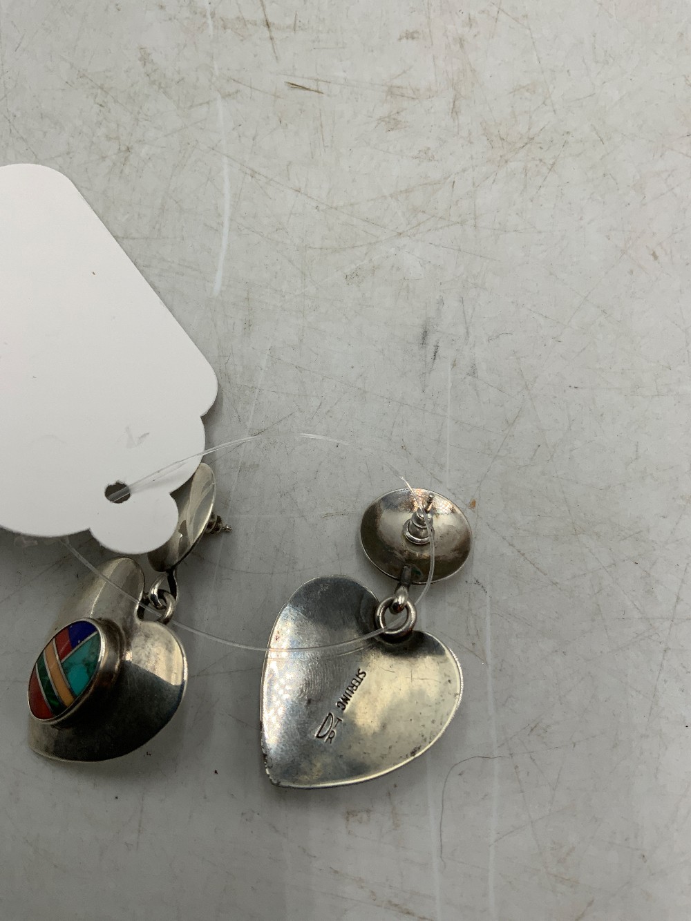 Desert Rose Trading Co Heart Inlay Sterling Earrings