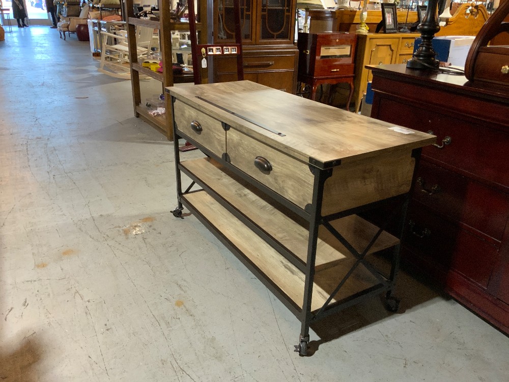 Wood Metal Stand On Wheels