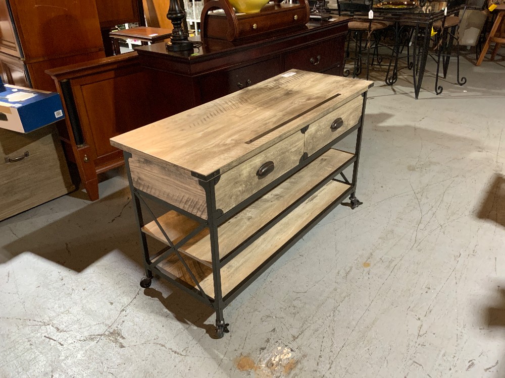 Wood Metal Stand On Wheels