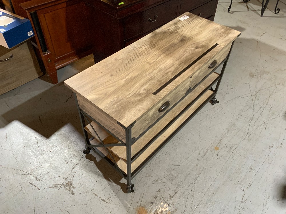 Wood Metal Stand On Wheels