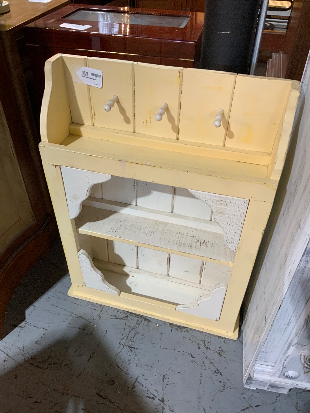 Yellow Wood Wall Shelf