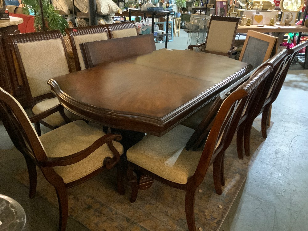 Dark Wood Table with 8 Chairs