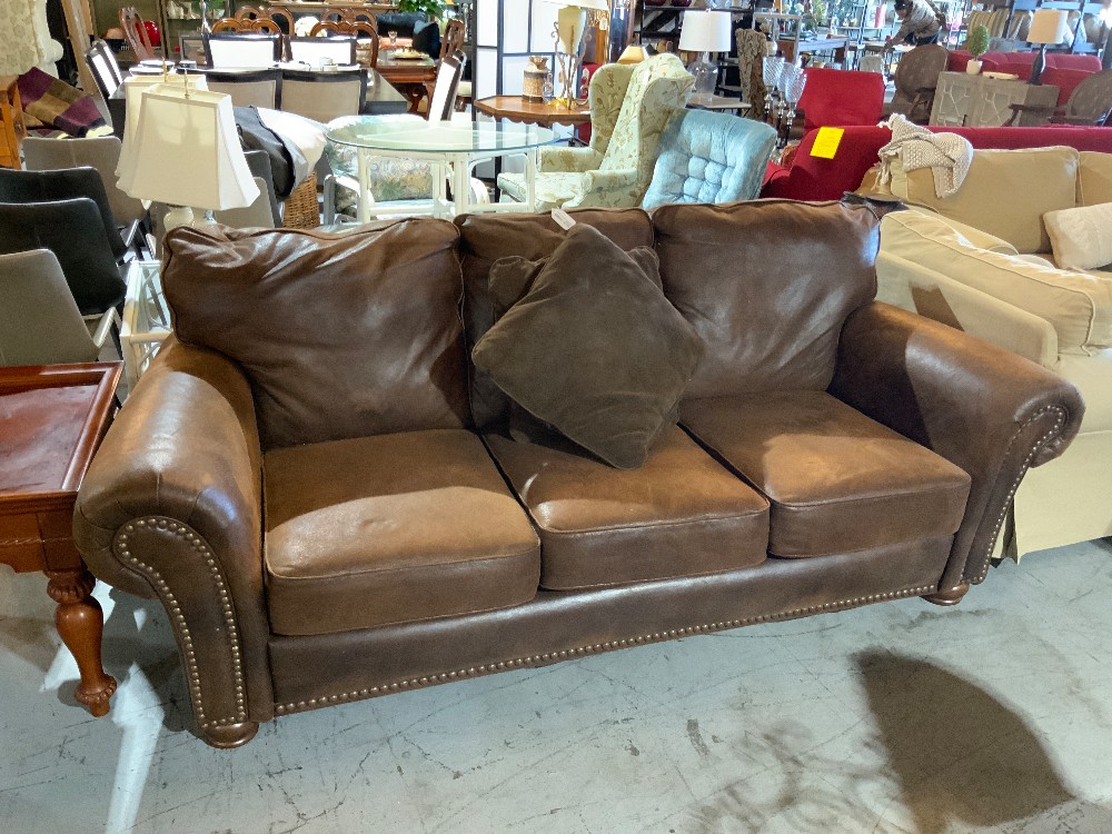 Dark brown Sofa with 2 Pillows