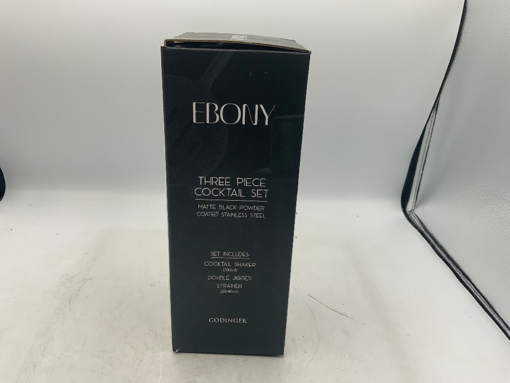 NEW Godinger Ebony 3pc Cocktail Set
