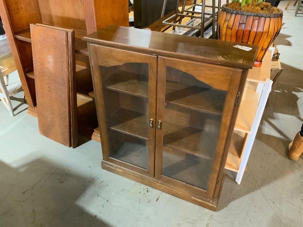 Dark Wood Glass Door Cabinet