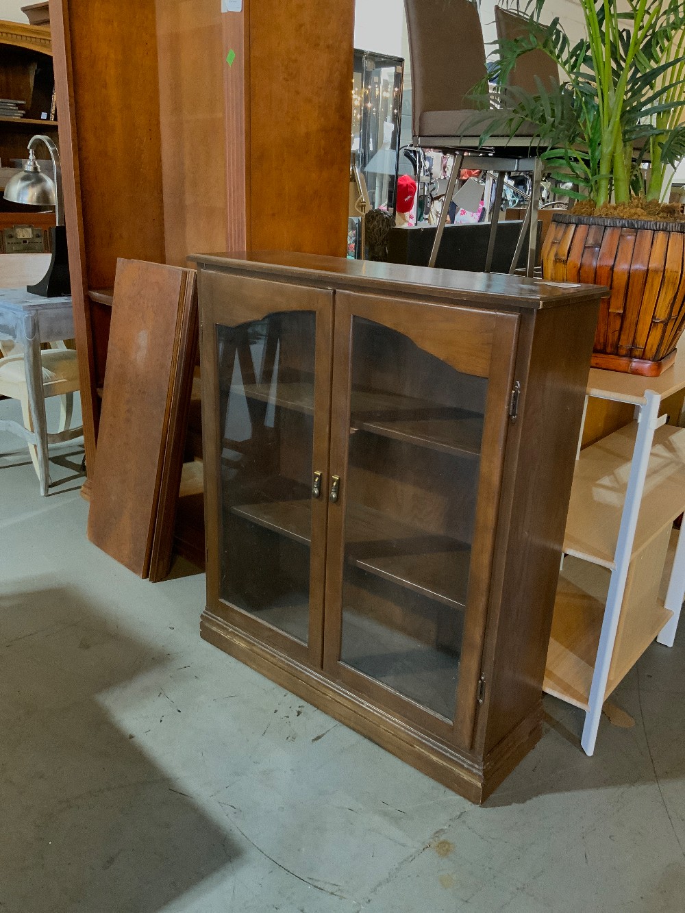 Dark Wood Glass Door Cabinet