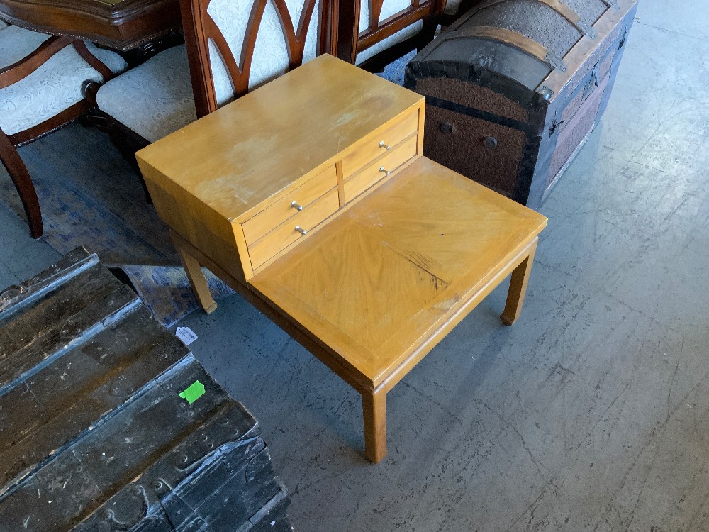 Light Wood End Table with 4 Drawers
