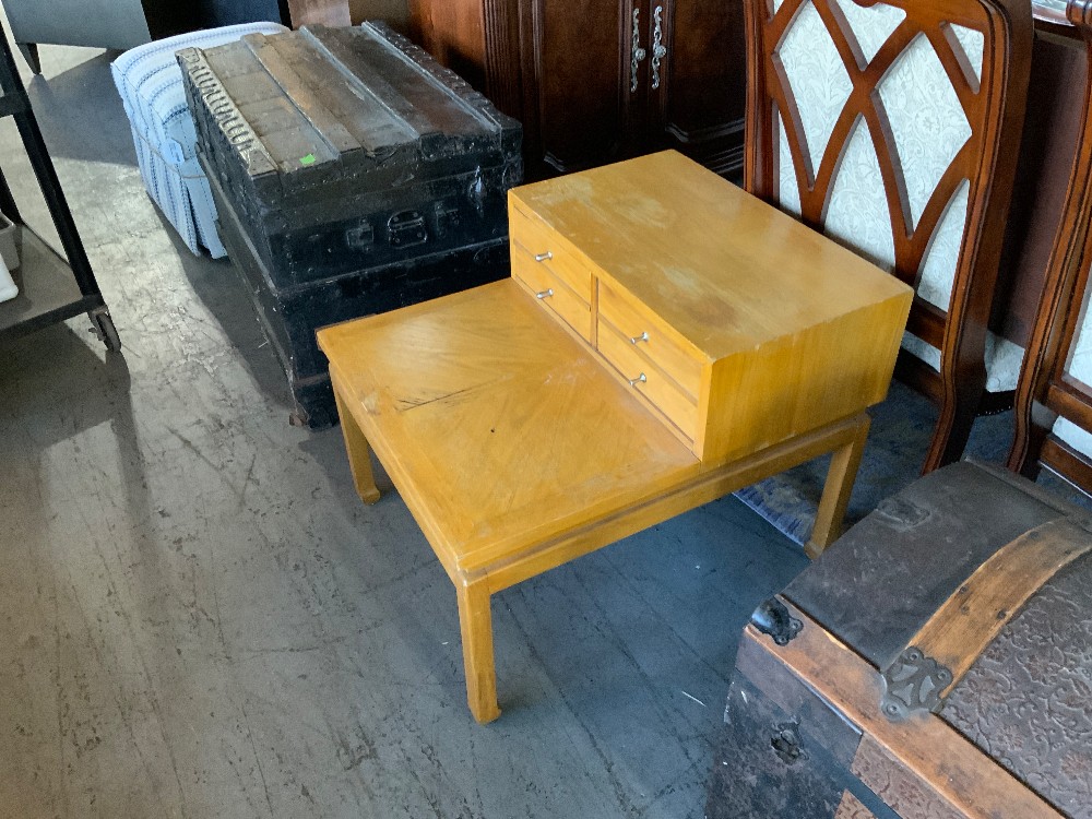 Light Wood End Table with 4 Drawers