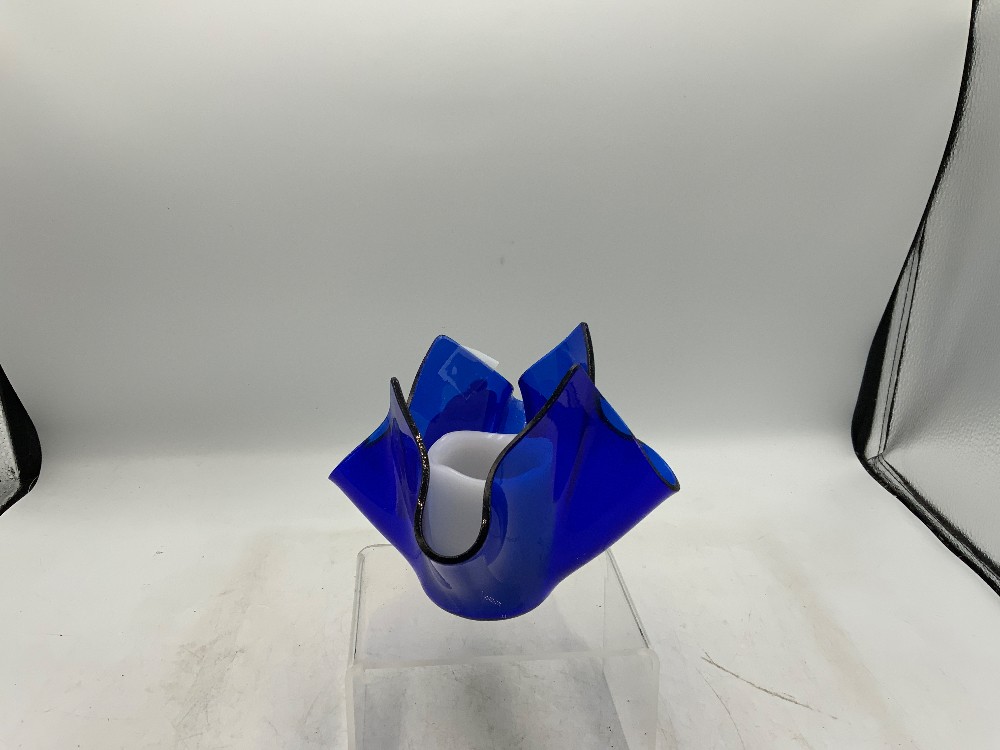 Cobalt Hankercheif Candle Holder
