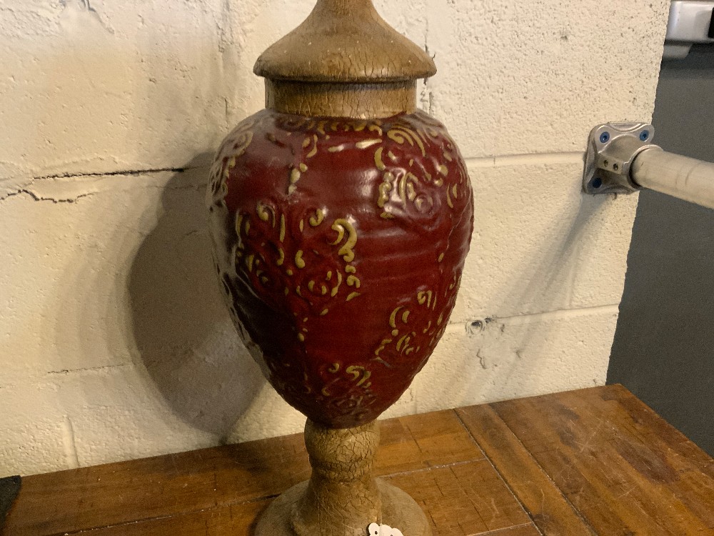 Large Red Urn w/ Lid