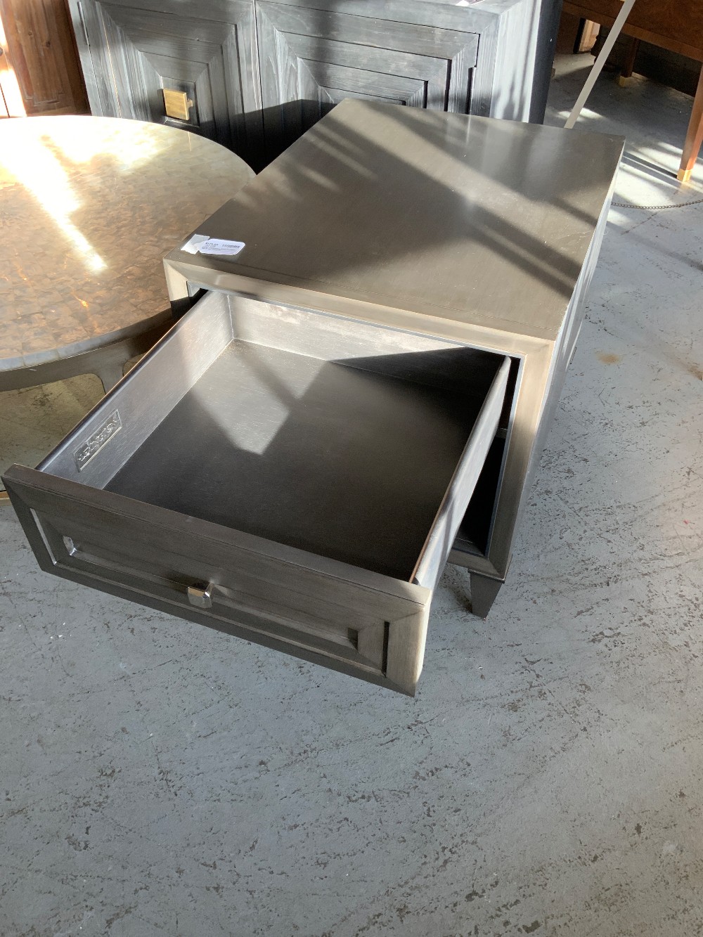 NEW Lexington Grey Accent Table w/ Chrome