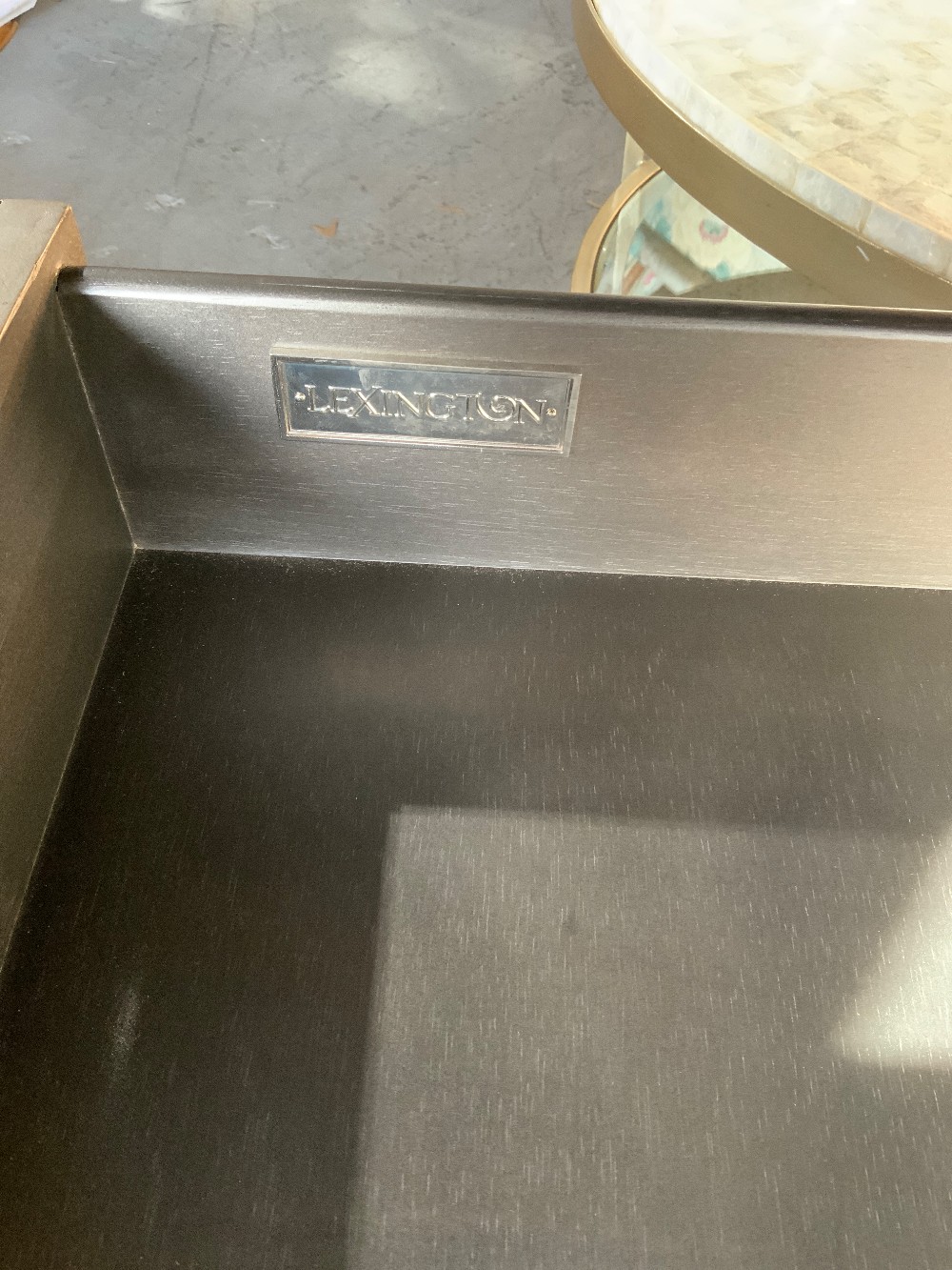 NEW Lexington Grey Accent Table w/ Chrome