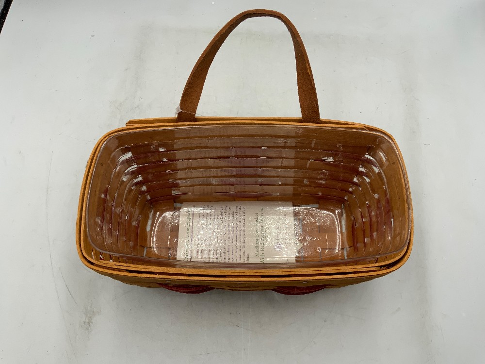 Longaberger 1995 Medium Key Basket w/ Red Accent Weave