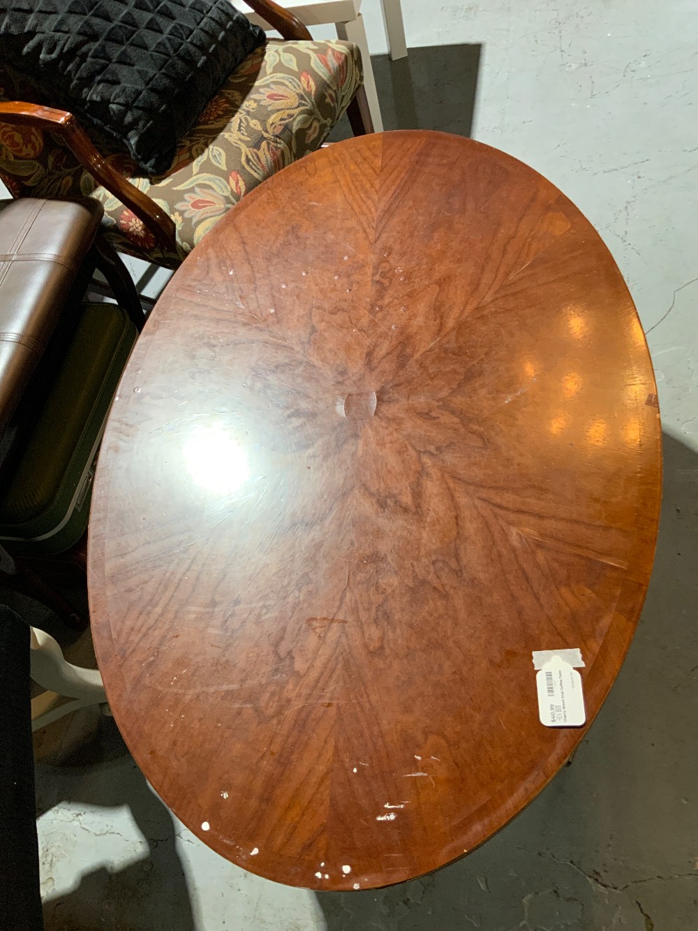 Cherry Wood Oval Coffee Table