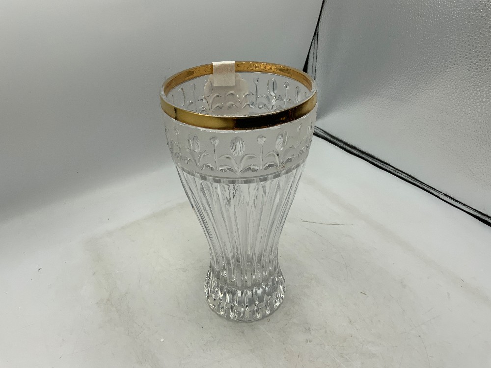 Crystal Vase wGold Rim Anna Hutte