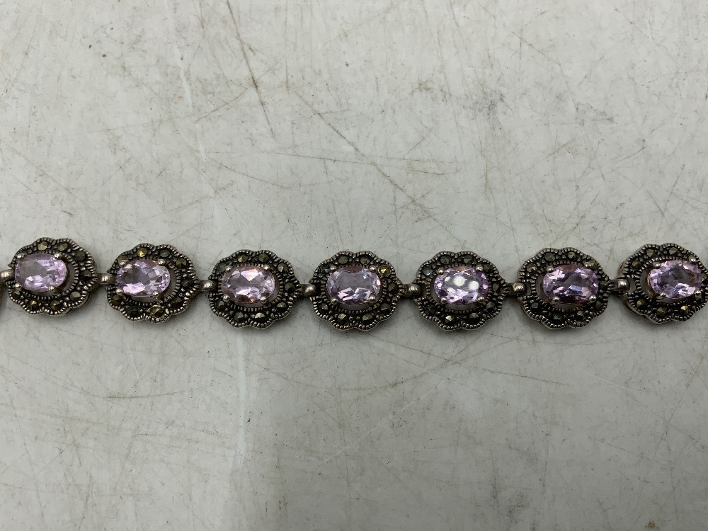 925 Marcasite / Purple Stone Bracelet