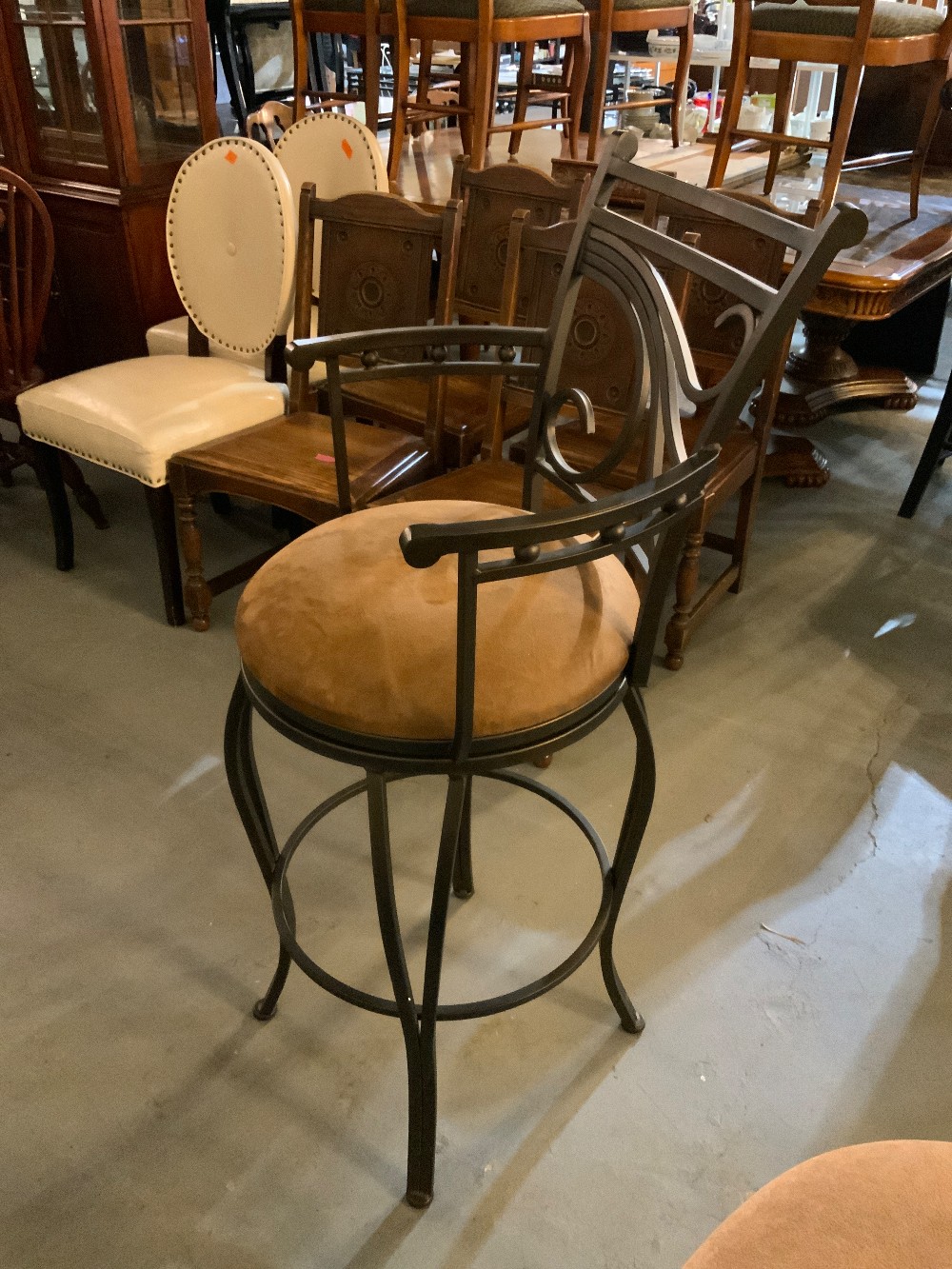 Metal Barstools With Brown Cushions