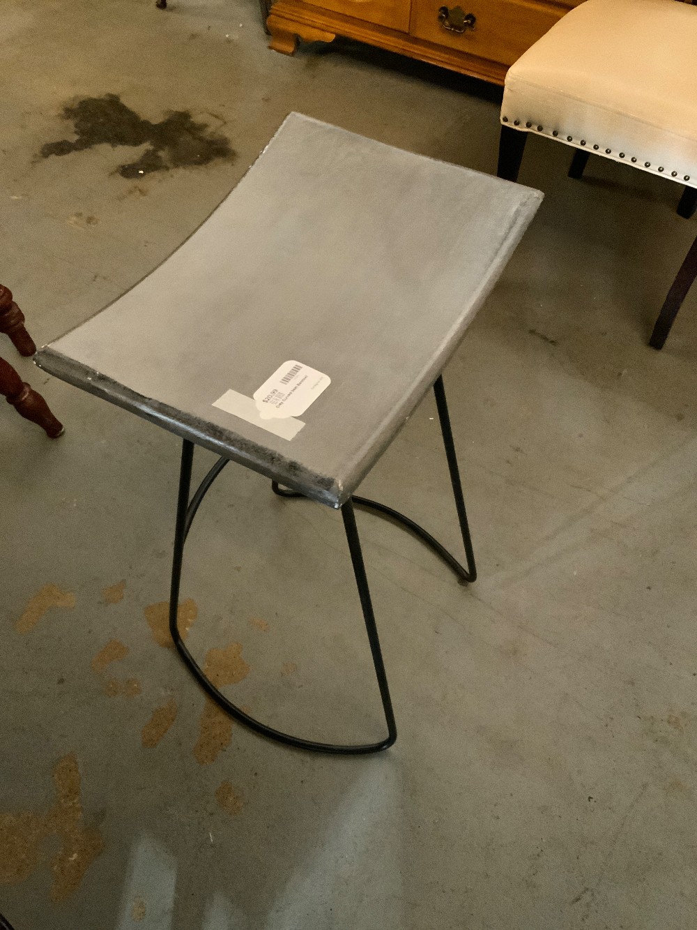 Grey Curved Seat Barstool