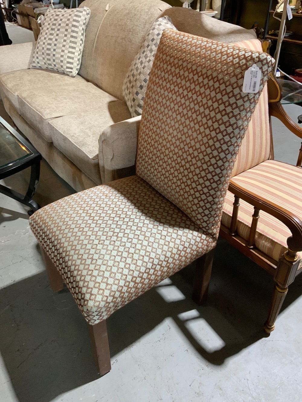 Brown w/ Blue Upholstered Chair