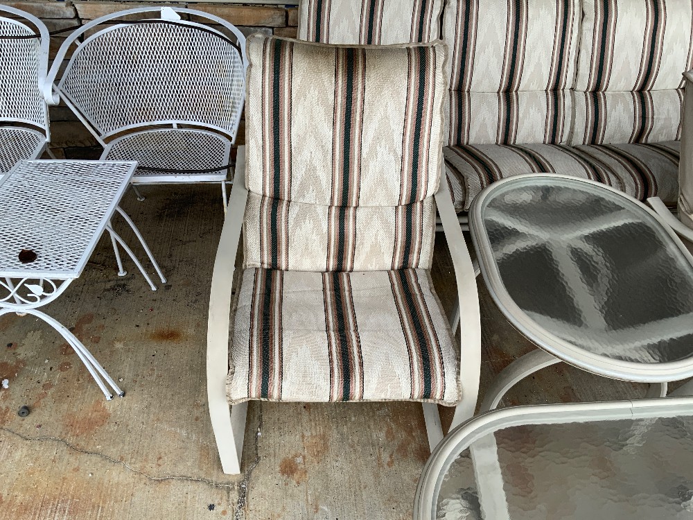 Tan Outdoor Sofa Set 2 Chairs + 2 Tables