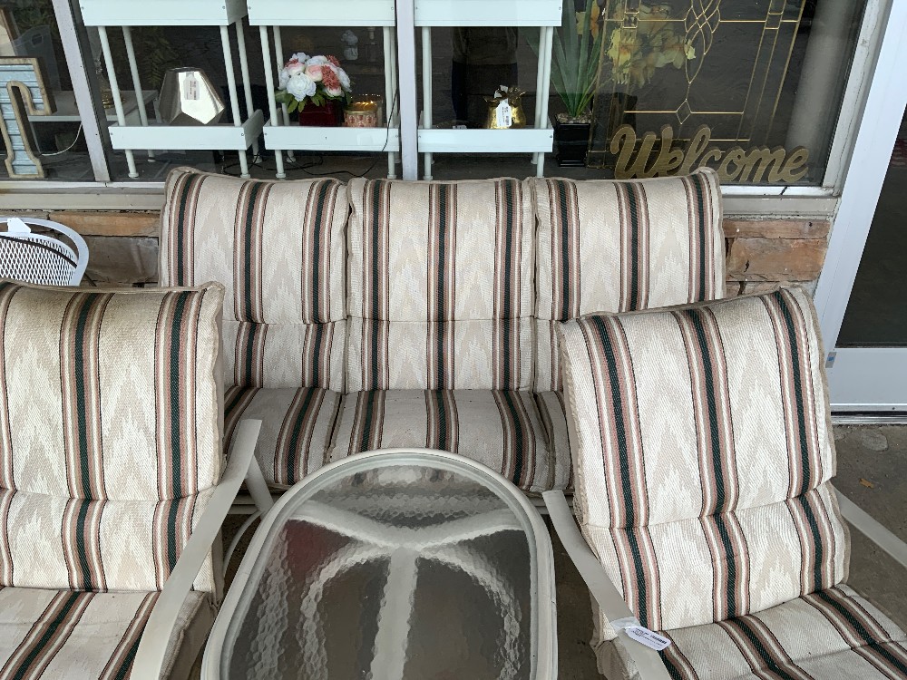 Tan Outdoor Sofa Set 2 Chairs + 2 Tables