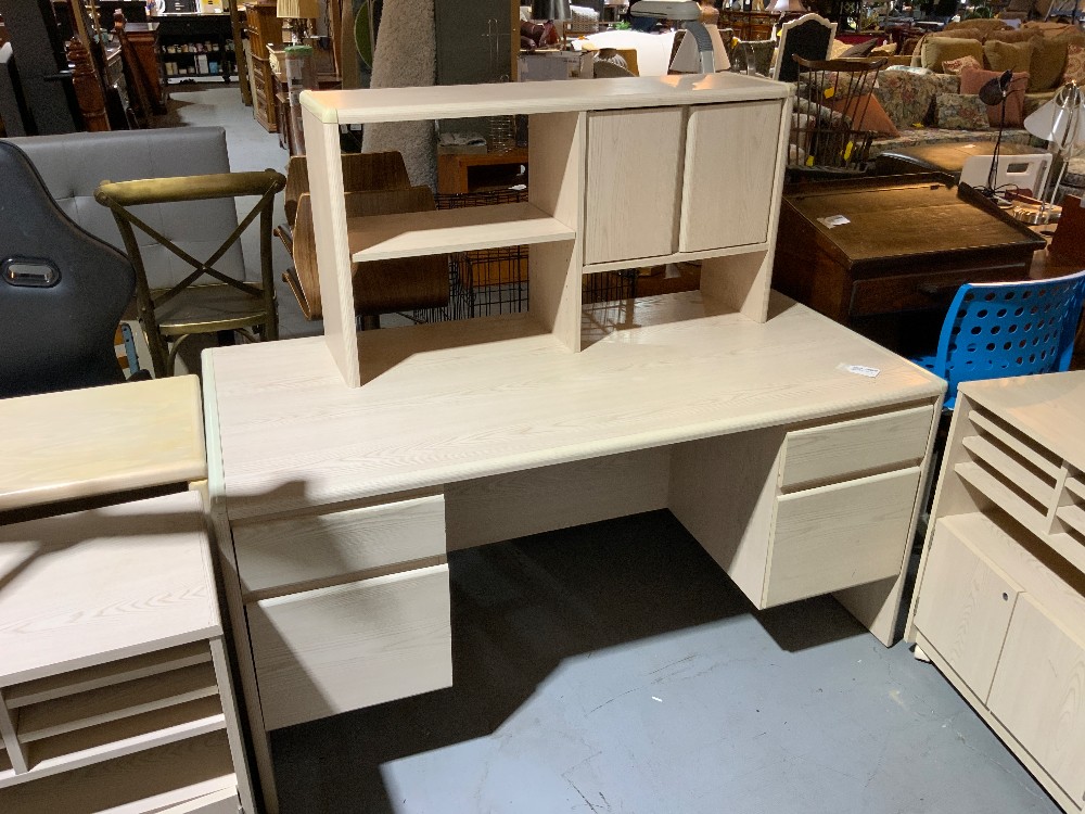 Light Wood Desk with Top Hutch