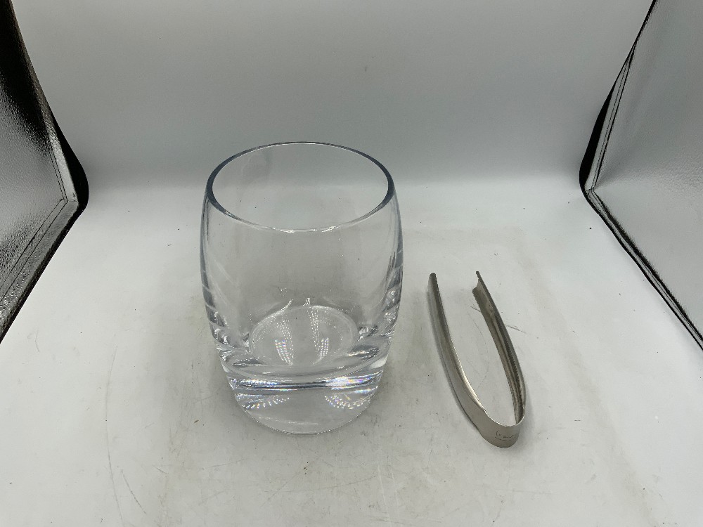 Nambe Glass Tilt Ice Bucket with Tongs