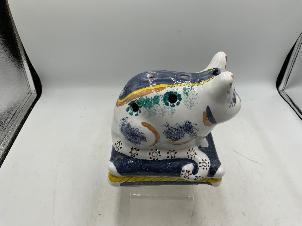 Pottery Cat Flower Frog