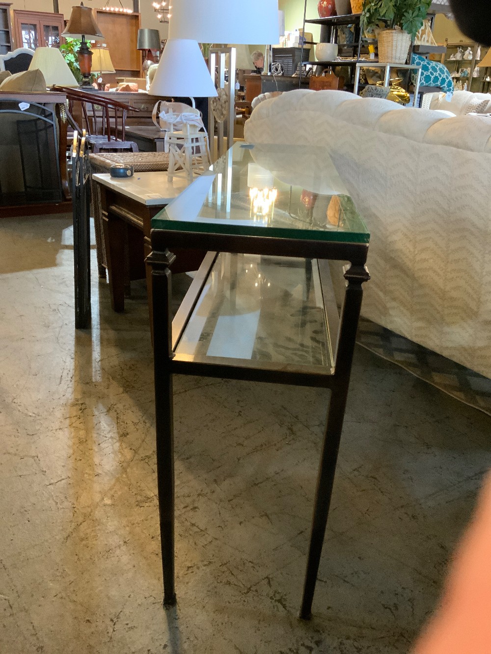 Metal Sofa Table w/ Glass Top