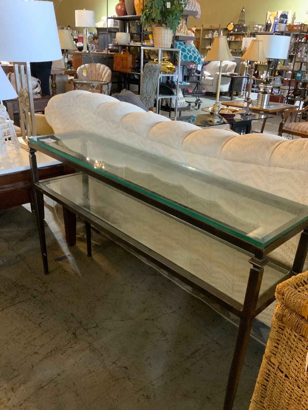 Metal Sofa Table w/ Glass Top