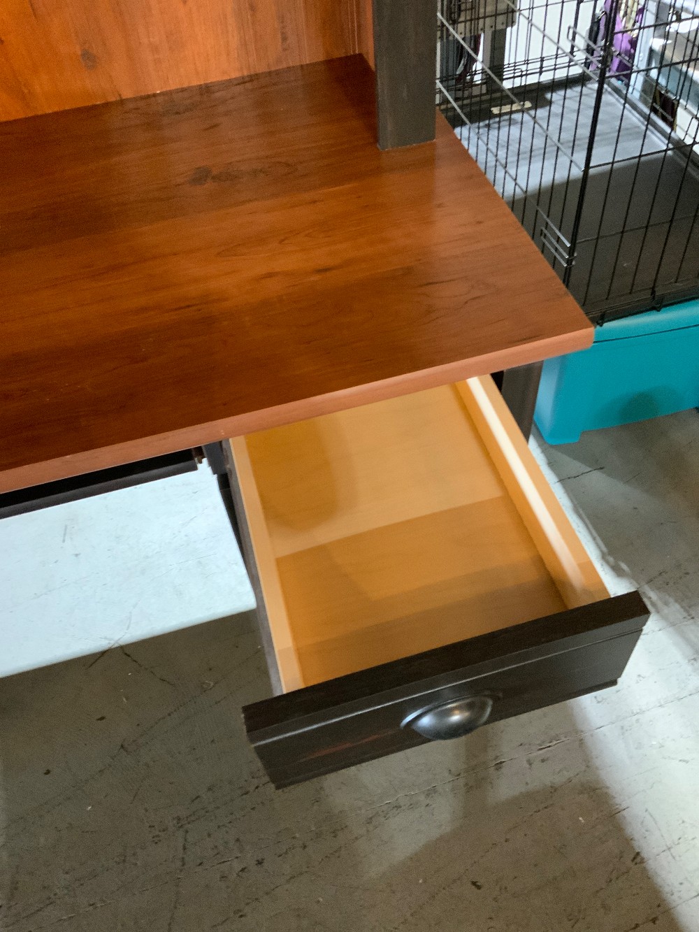 Black Desk W/ Wood Top