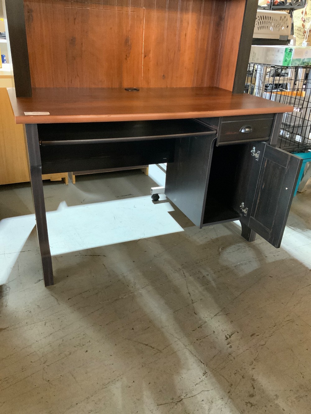 Black Desk W/ Wood Top