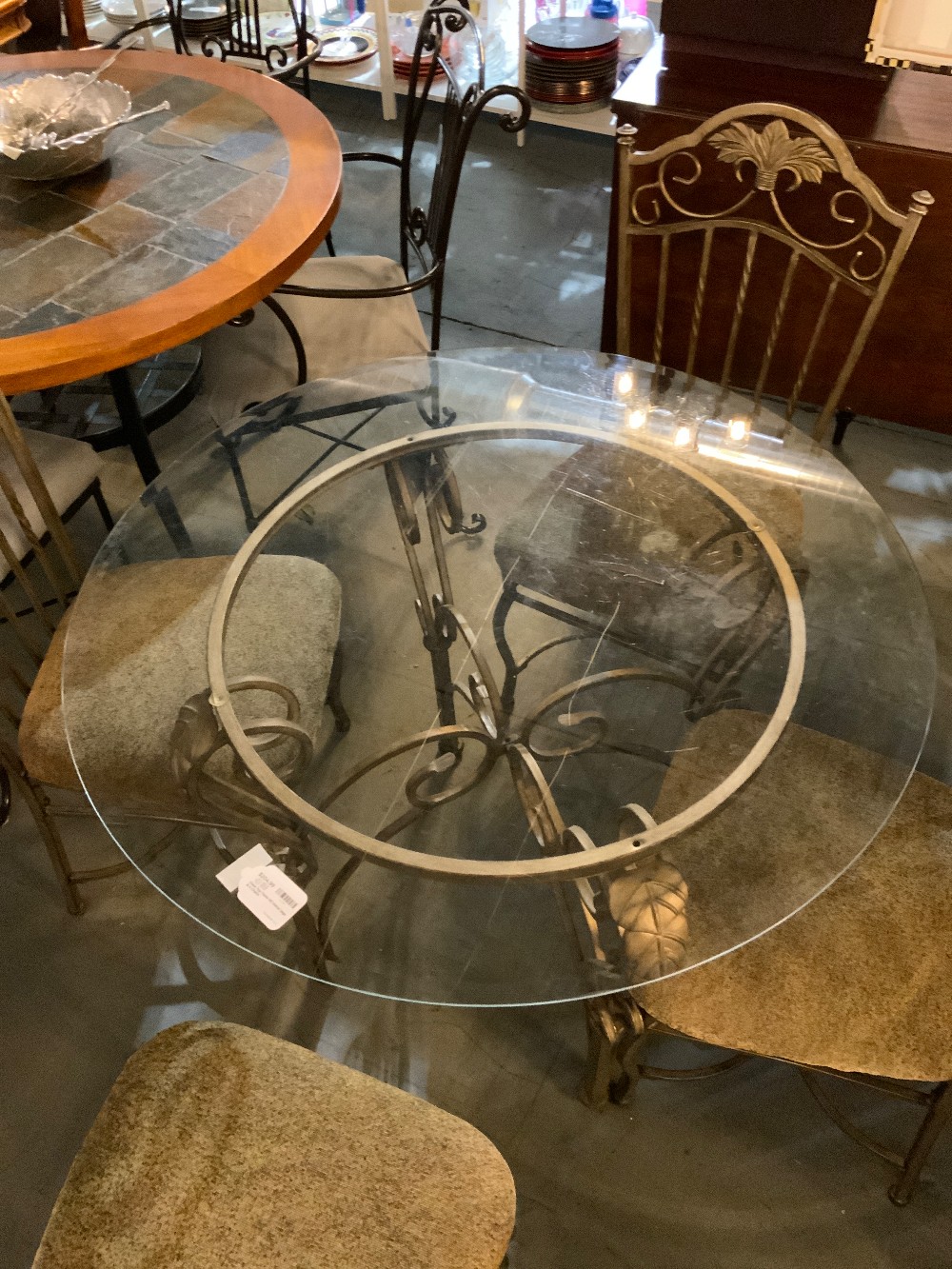 Glass Top Table W/ Metal legs & 4 Chairs