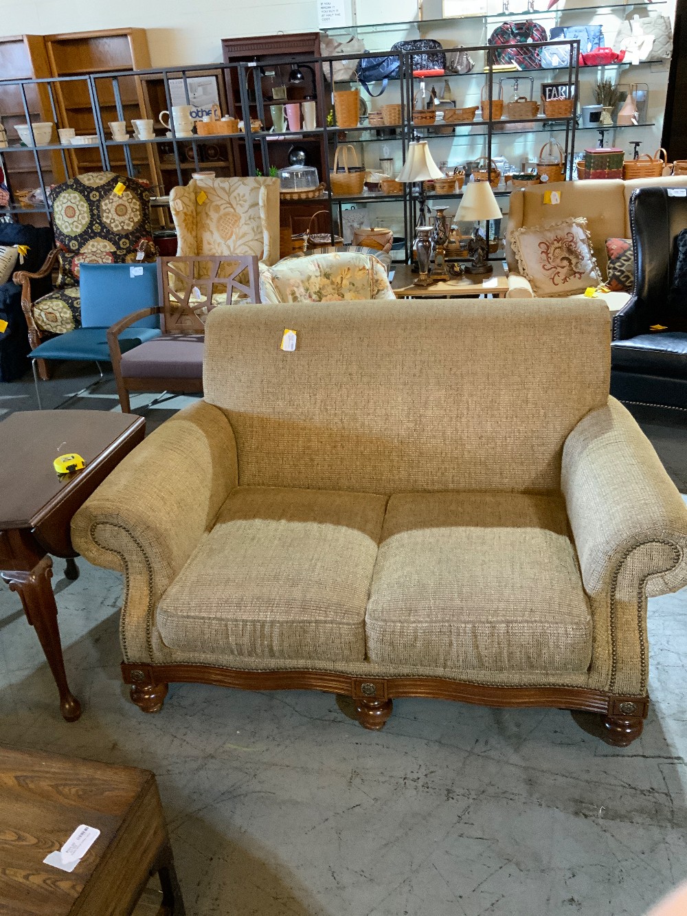 Tan Loveseat W/ 2 Accent Pillows