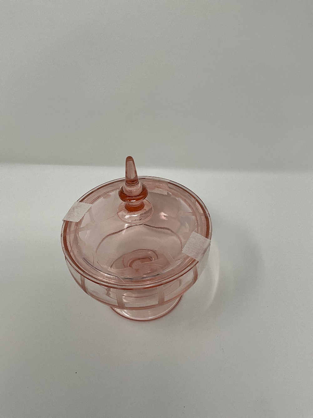 Pink Depression Glass Pedestal w/ lid