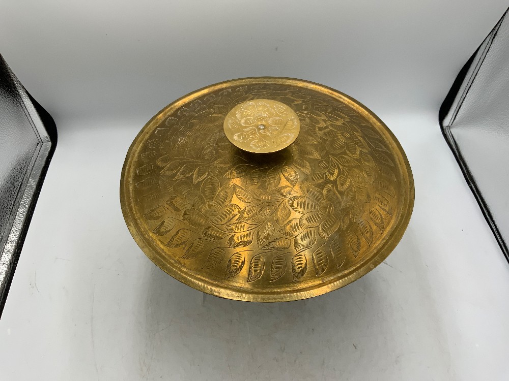 Vintage Footed Brass Bowl with Lid