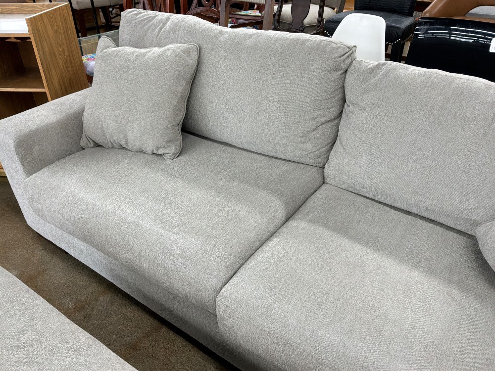 Beige/ Gray sofa w/ ottoman