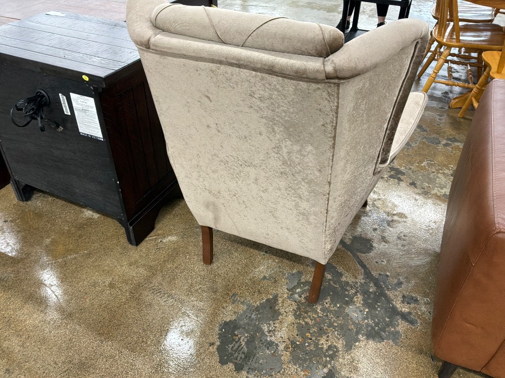 Tufted Brown Velvet Wingback Chair