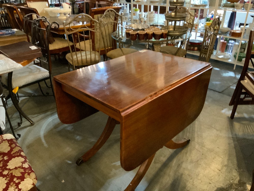 Dark Wood Drop leaf table W/ 6 Chairs