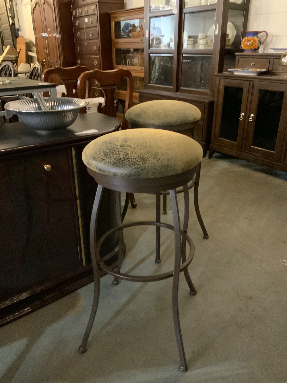 Round Faux Leather Barstool