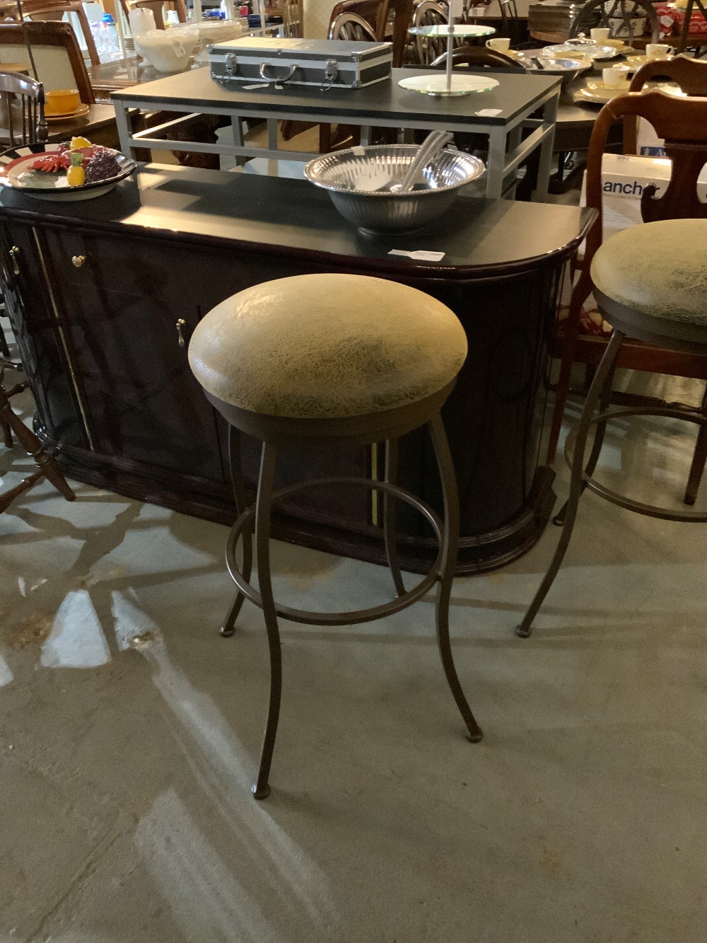 Round Faux Leather Barstool