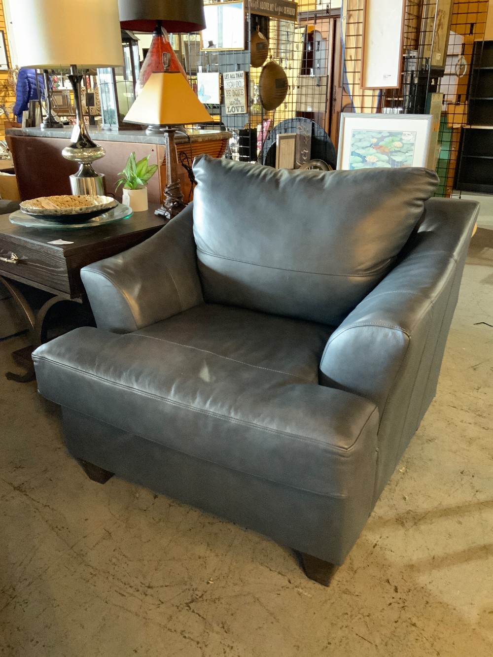 Blue Leather Sofa Chair