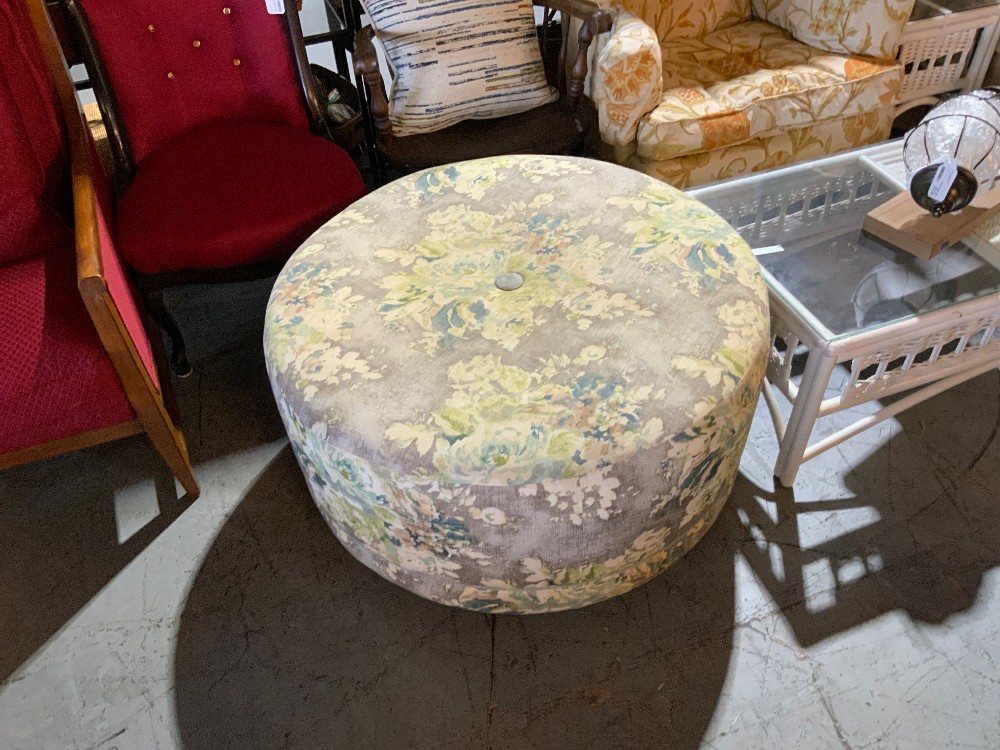 Round Floral Ottoman