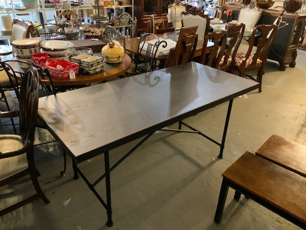 Wood Top Table w/ Metal Base