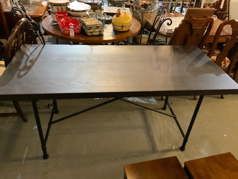 Wood Top Table w/ Metal Base