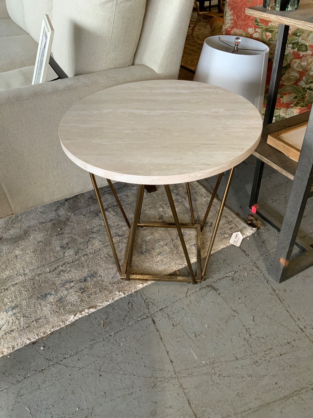 Light Wood End Table w/ Gold Base