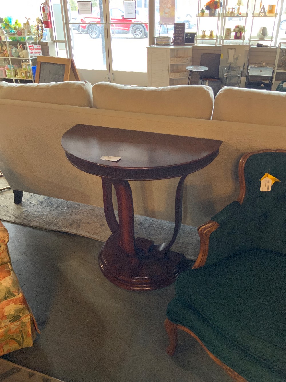 Wood Half Circle Sofa Table